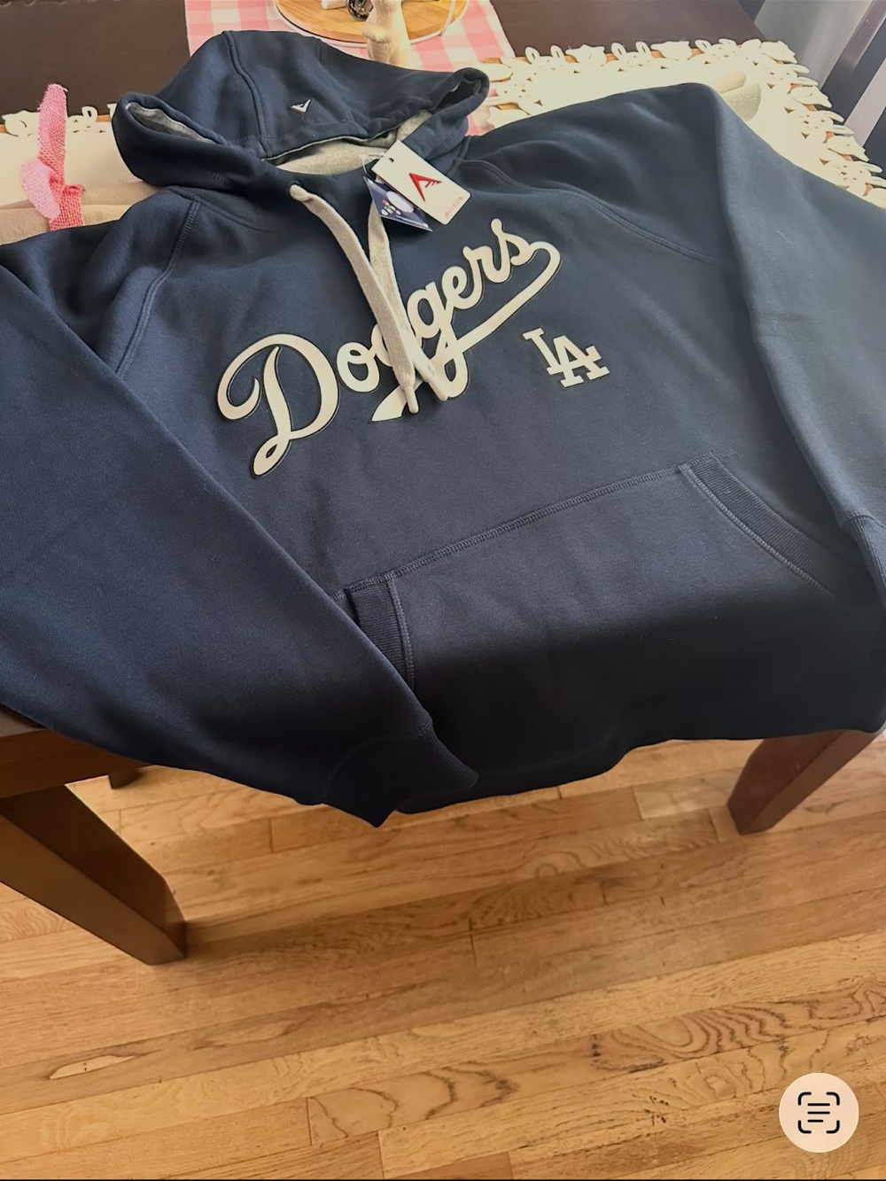Antigua Navy and White Dodgers Pullover Hoodie